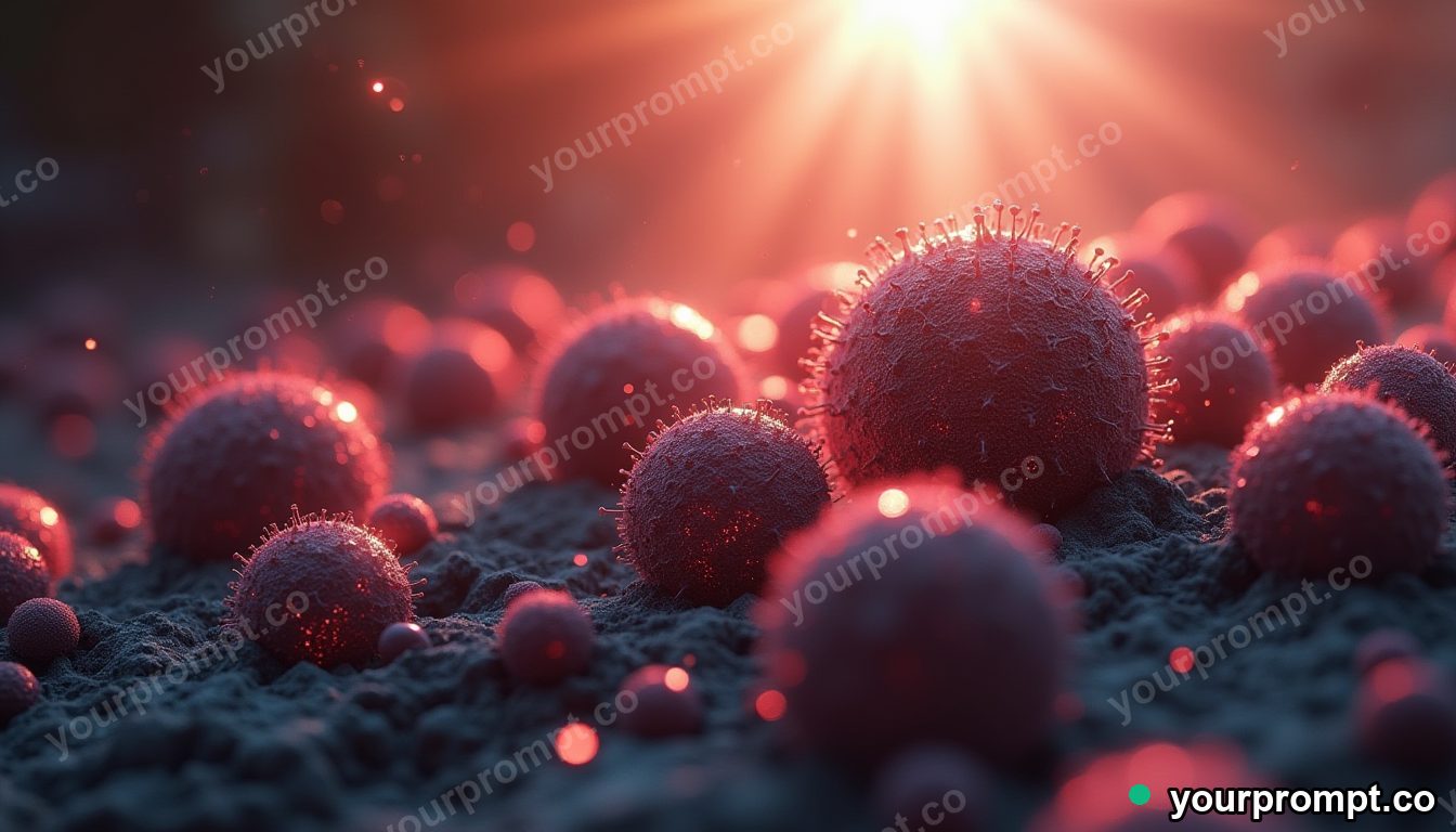 Pollen grains rendered as glowing spheres, macro