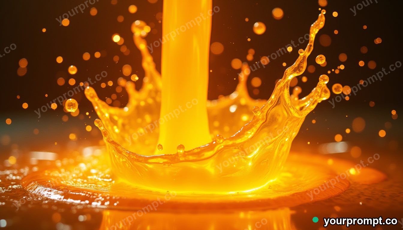 Molten gold pouring and splashing in slow motion
