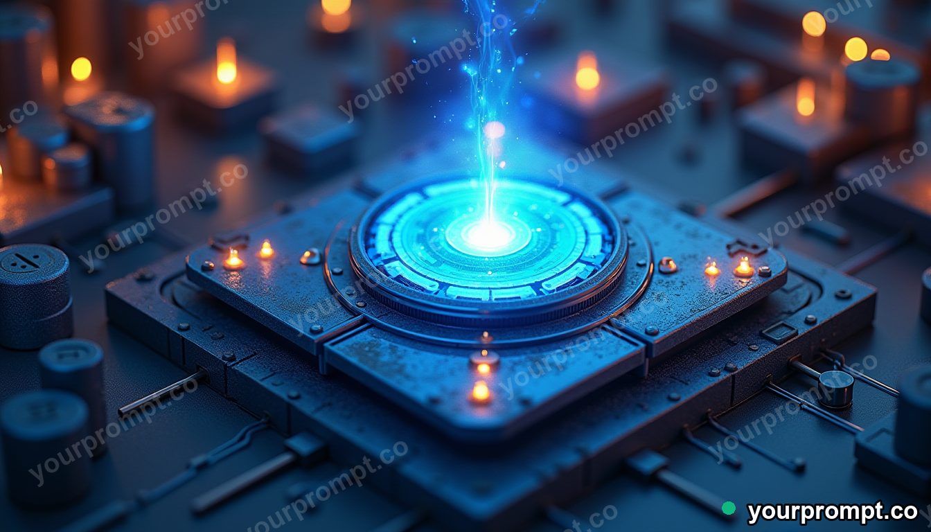 A clean fusion reactor core glowing blue