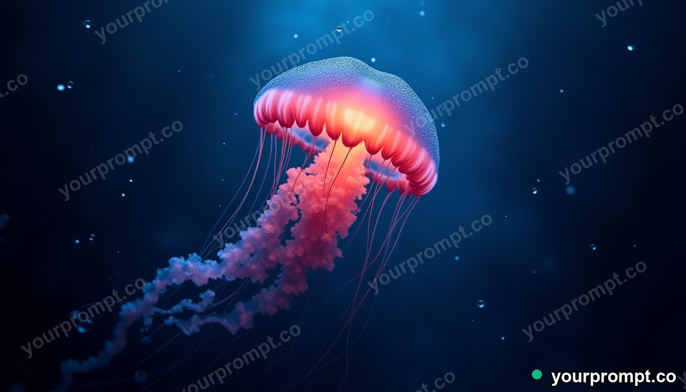 A bioluminescent jellyfish bloom in dark water