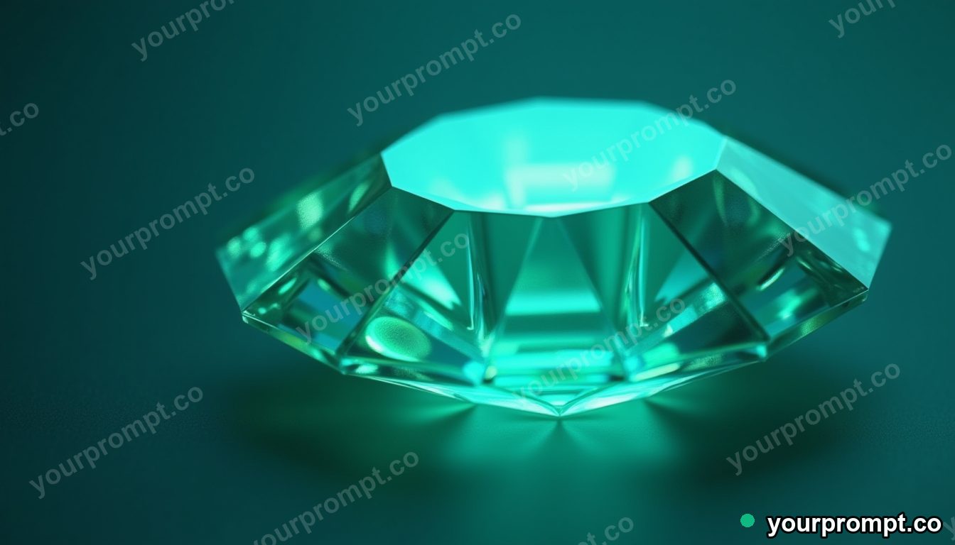 A faceted emerald catching light, macro
