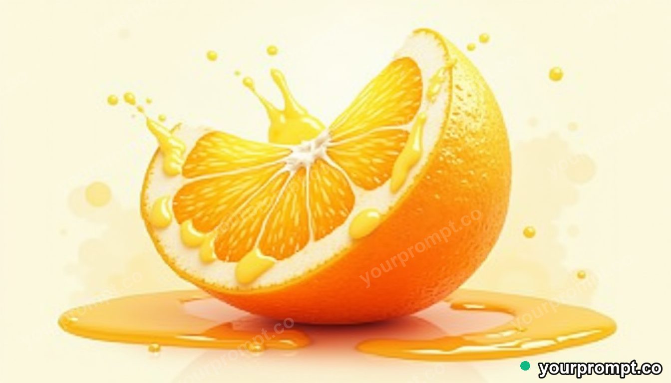 A peeled orange with juice splashing
