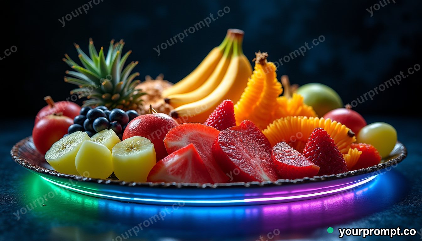 A tropical fruit platter with vivid colors