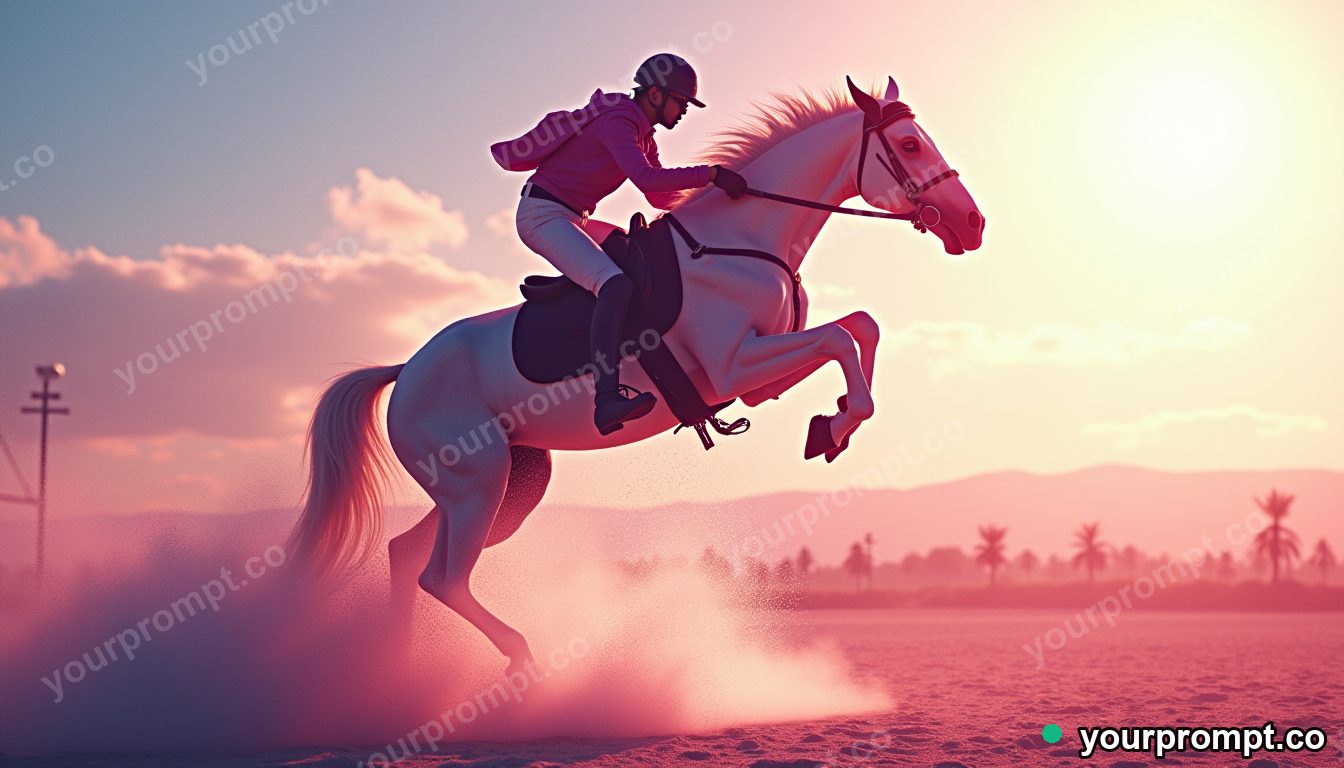 A horse and rider clearing a high jump