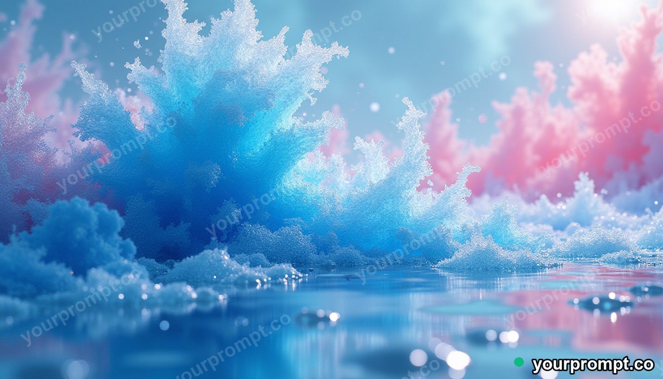 Frozen ink diffusing through clear water