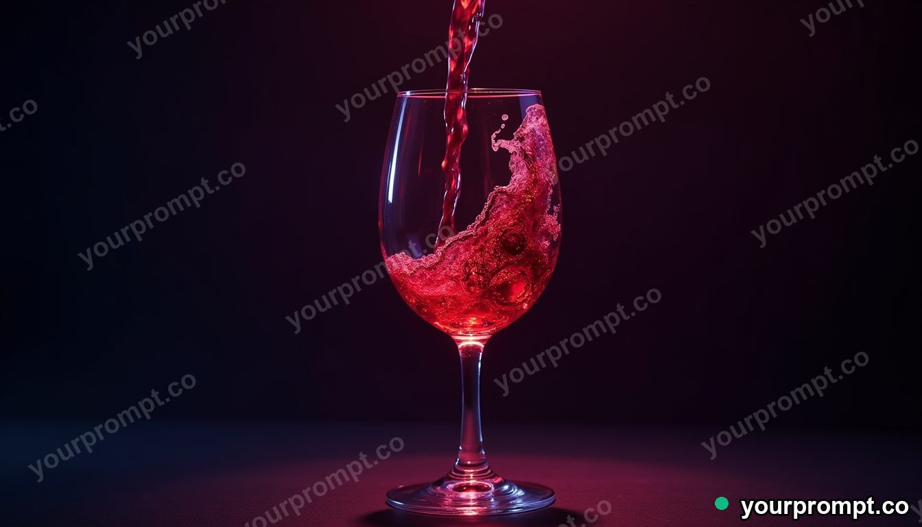 A glass of red wine swirled mid-pour