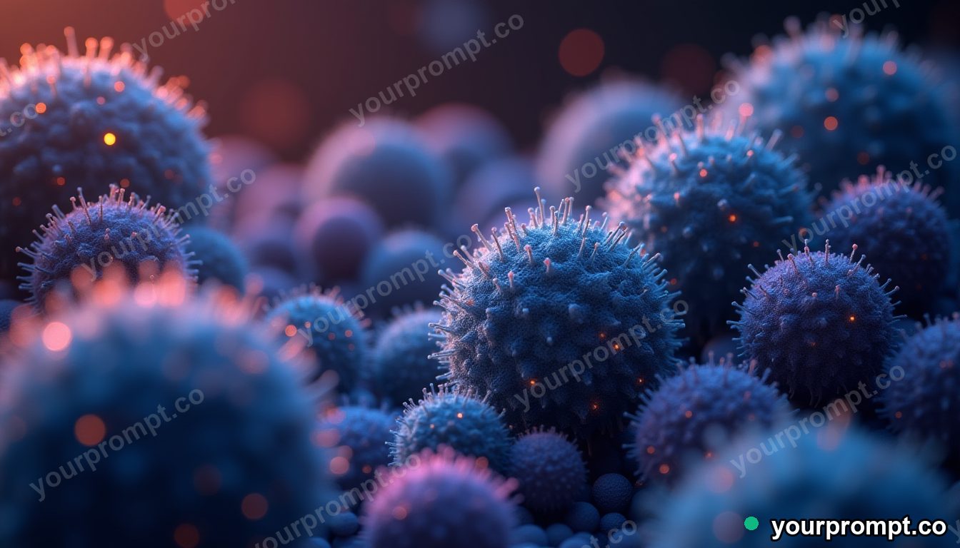 Pollen grains rendered as glowing spheres, macro