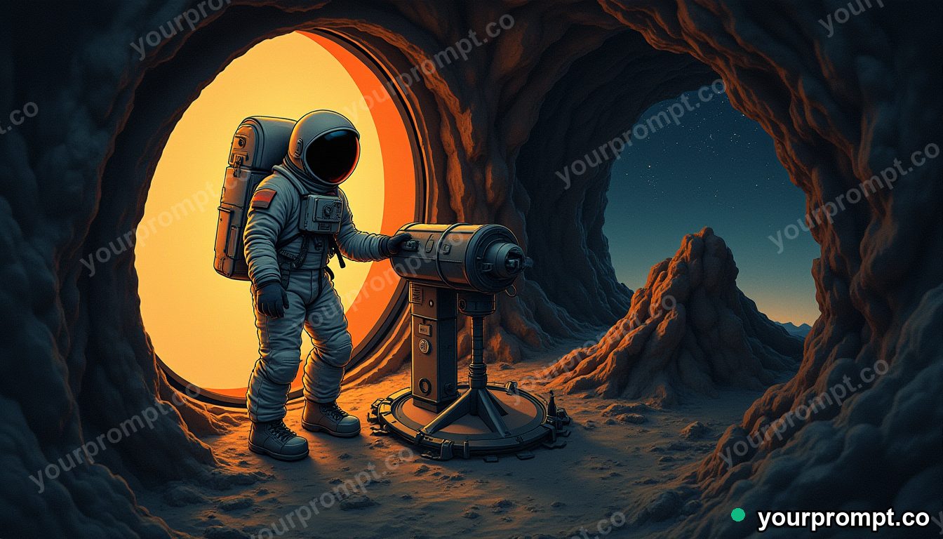 An astronaut adjusting equipment inside a space capsule