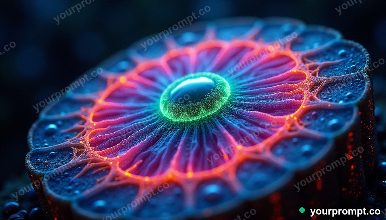 A colorful cross-section of a plant cell, illustrative