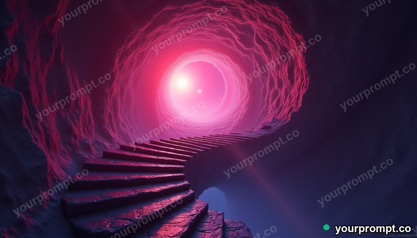 A staircase looping impossibly into itself in zero gravity