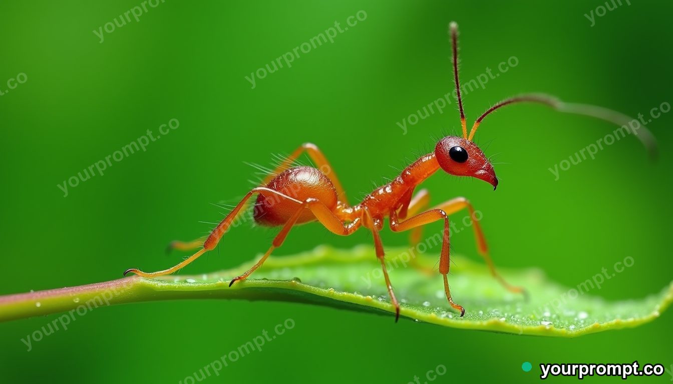A leafcutter ant carrying a green leaf