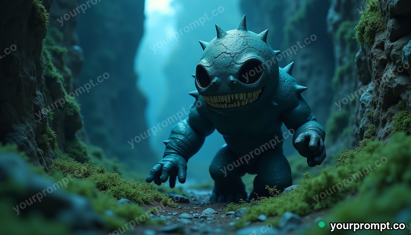 A stone golem awakening in a mossy ruin