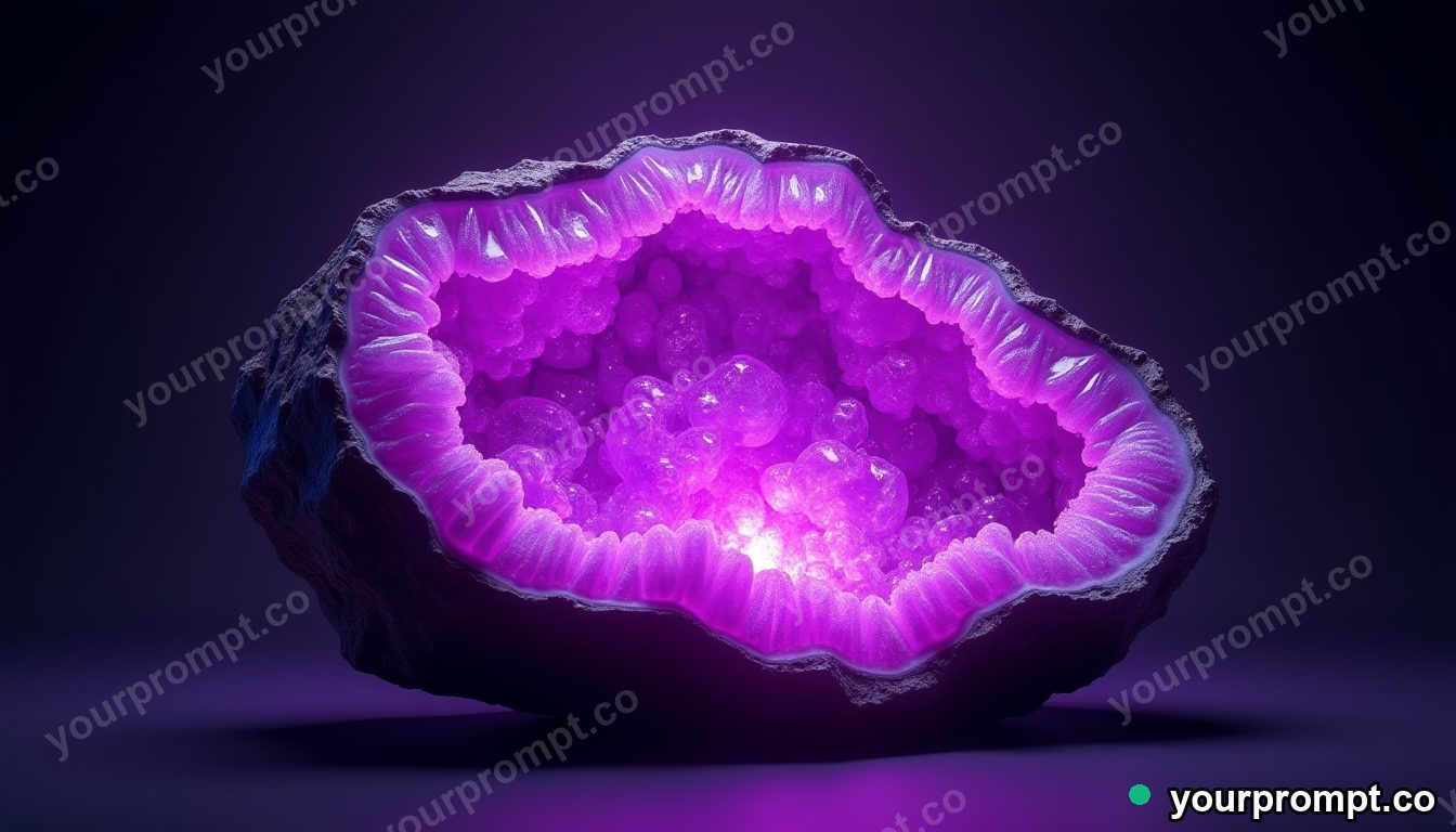 A giant raw amethyst geode glowing purple