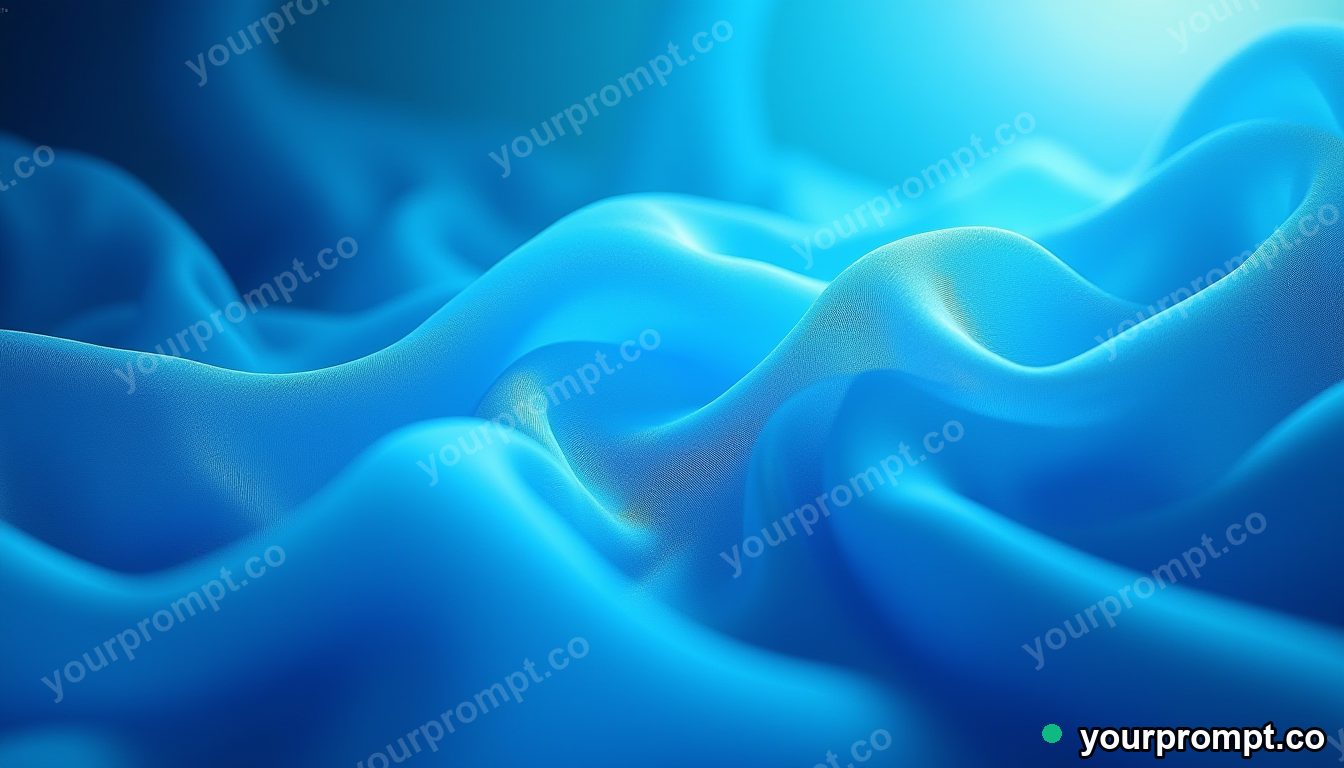 Rippling blue silk fabric catching the light