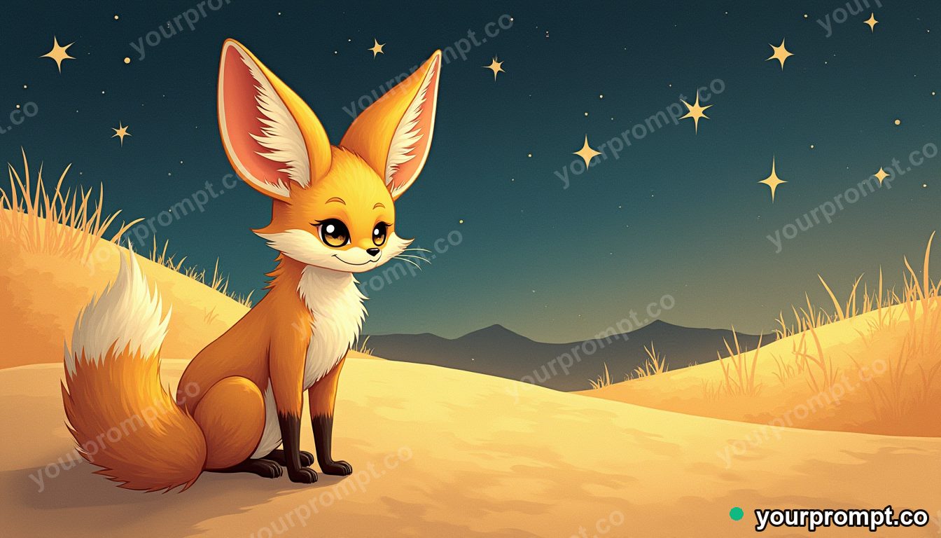 A fennec fox with huge ears in golden desert light