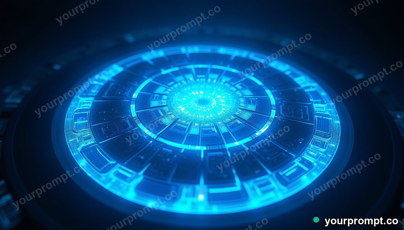 A clean fusion reactor core glowing blue