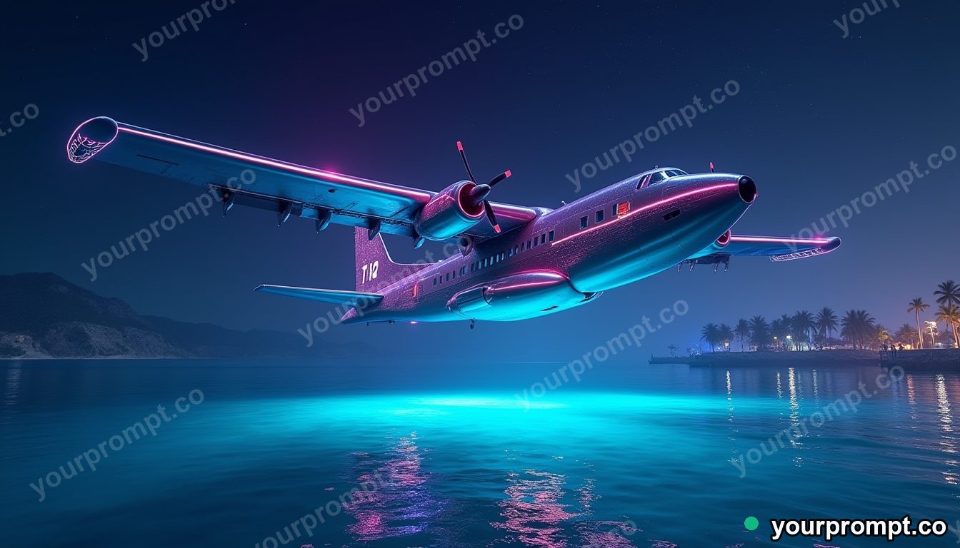 A seaplane landing on a turquoise lagoon