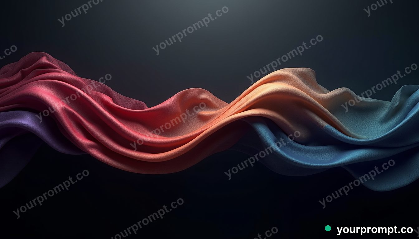 Flowing silk ribbons of color on black