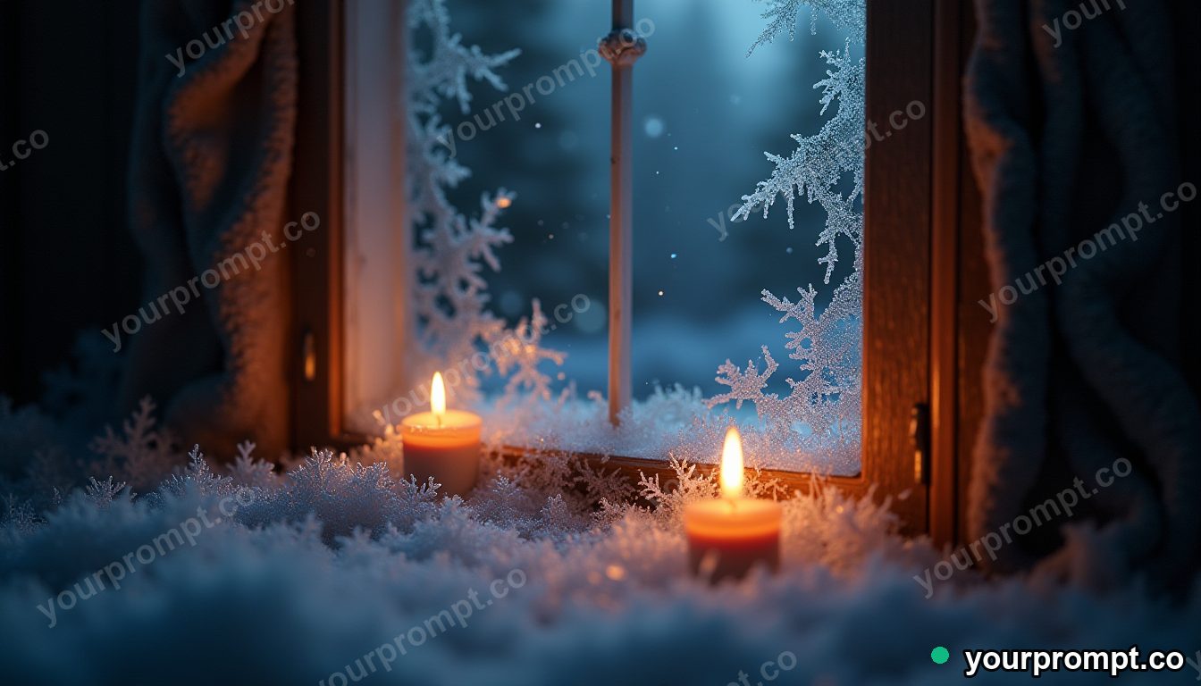 Frost crystals spreading across a dark window
