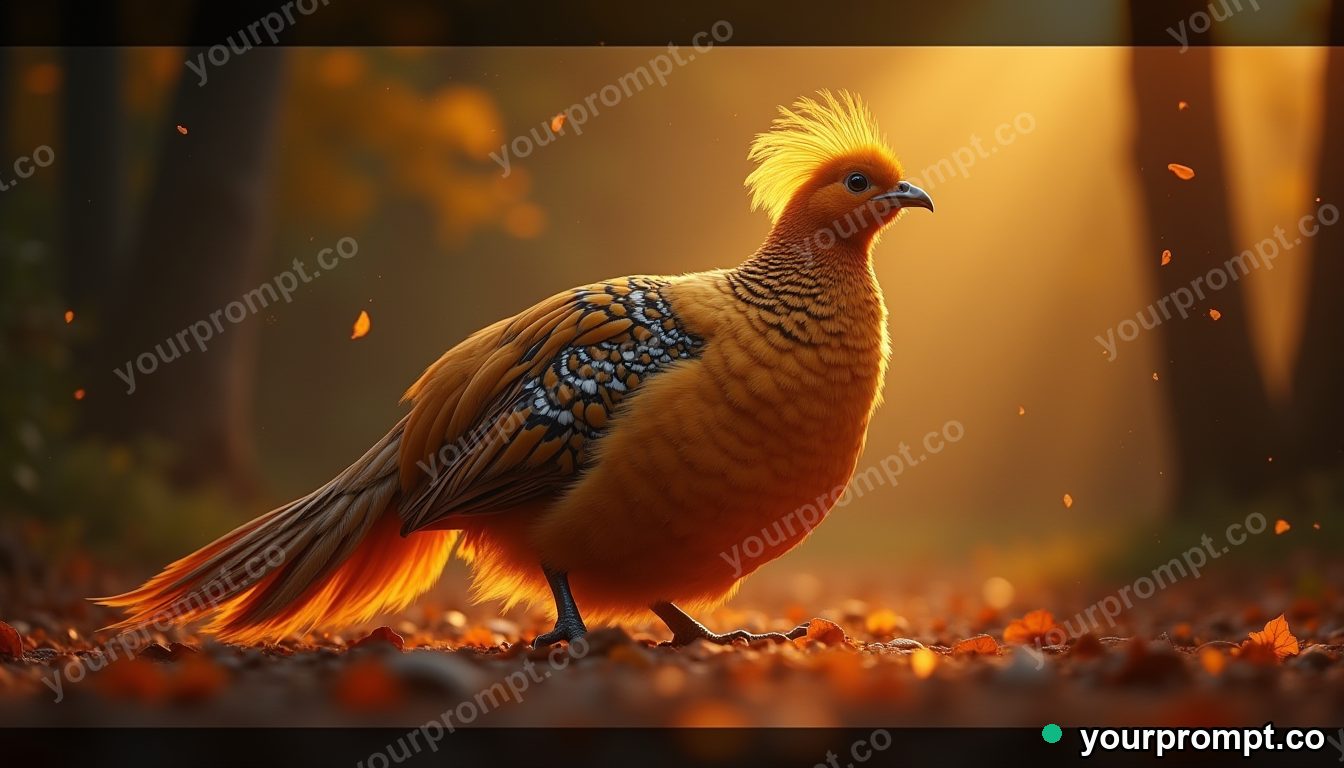 A majestic golden pheasant in soft light