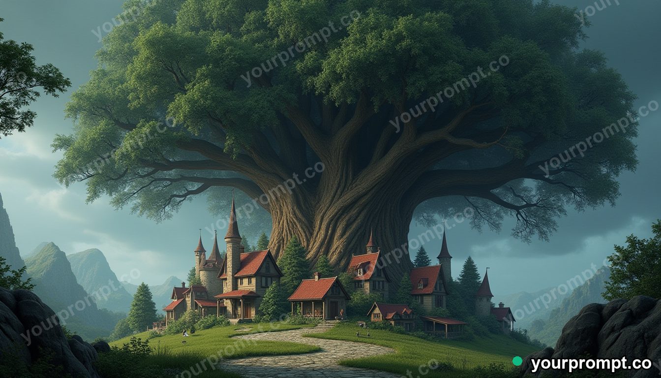 A quiet town built inside a giant tree's branches