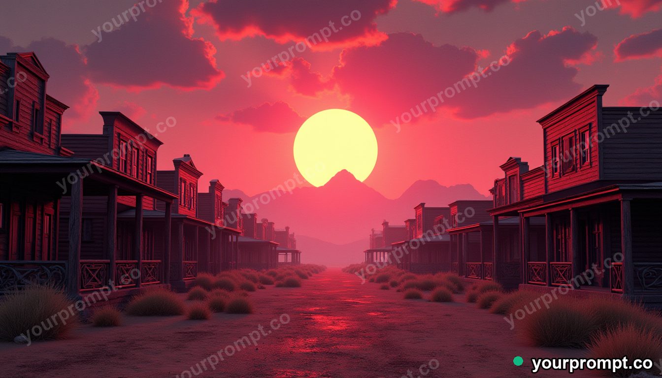 A Wild West frontier town at high noon