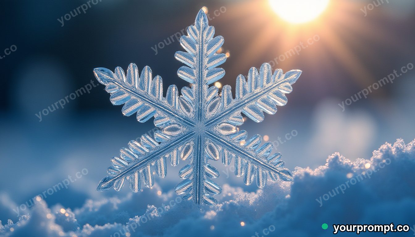 Vivid snowflake crystals in extreme macro