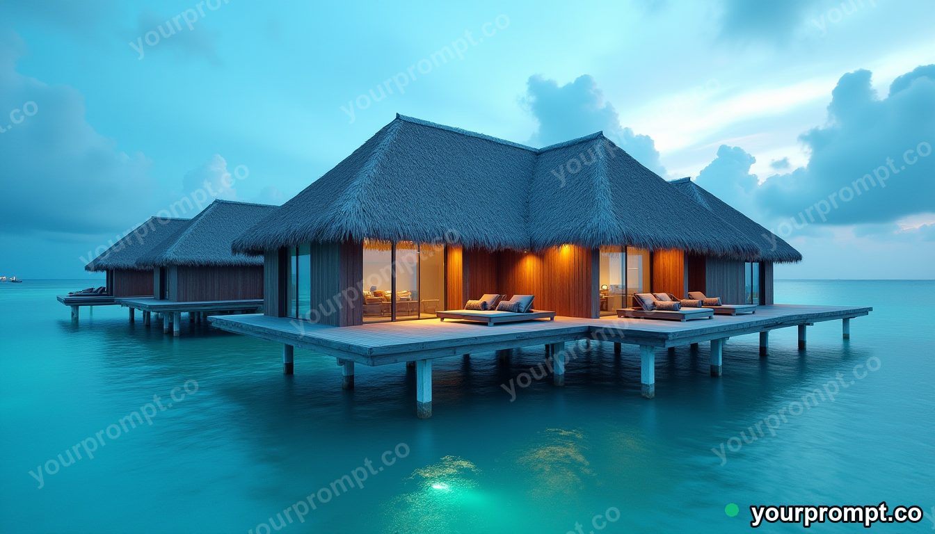A tropical overwater bungalow in the Maldives