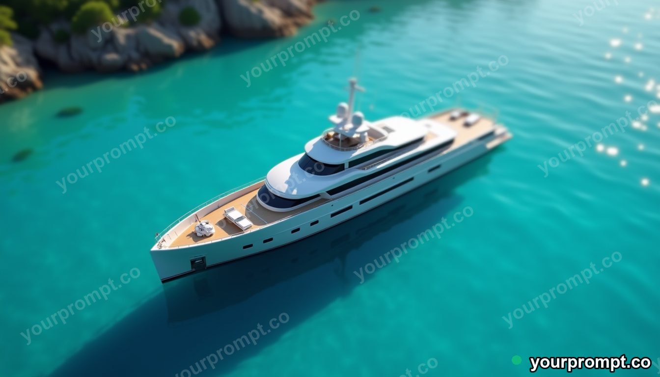 A sleek superyacht anchored in a turquoise bay
