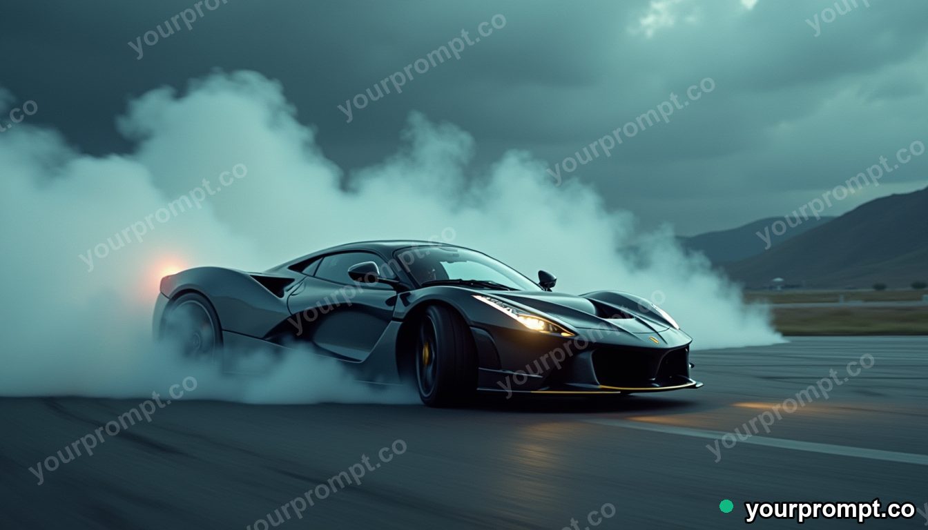 An Italian supercar drifting with tire smoke