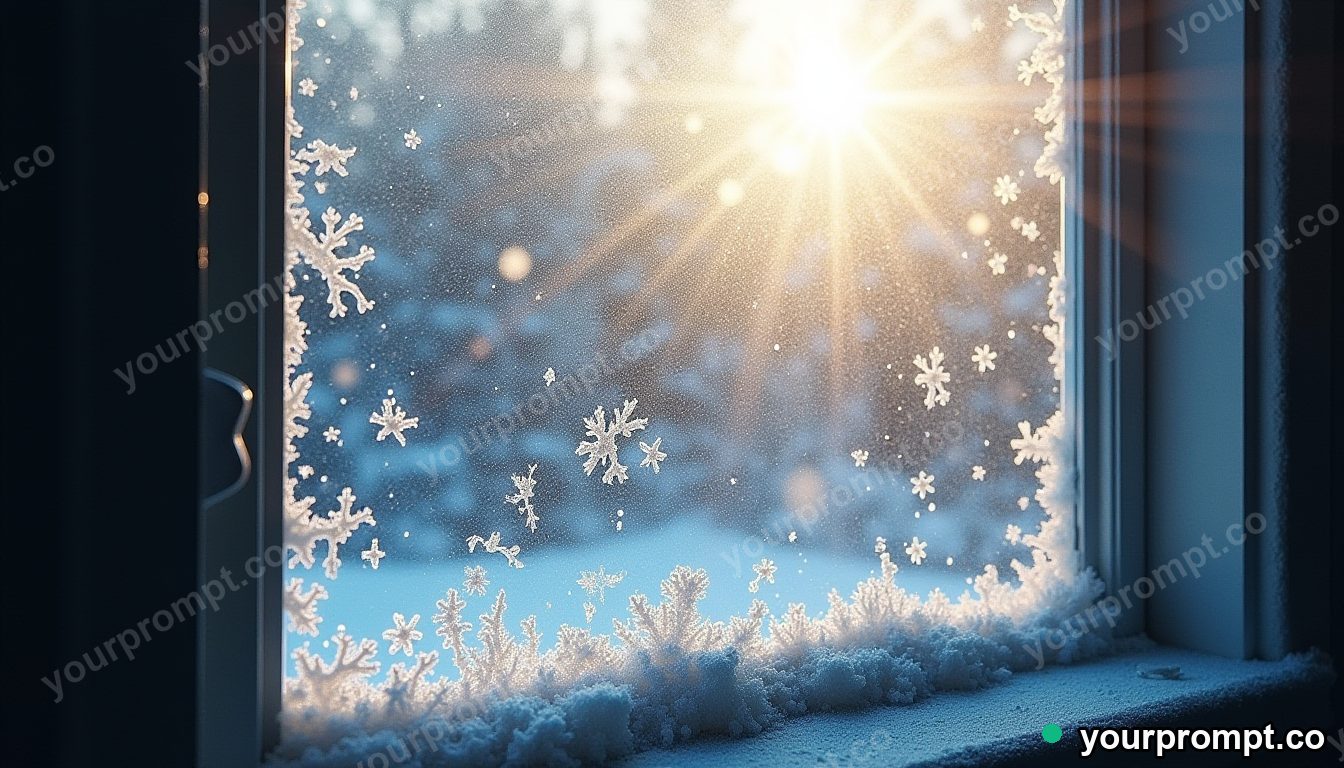 Frost crystals spreading across a dark window