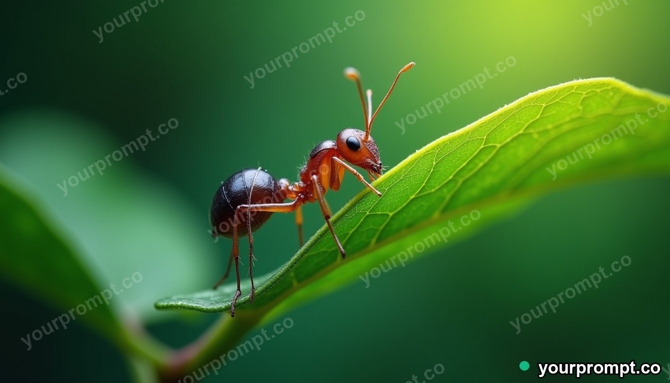 A leafcutter ant carrying a green leaf