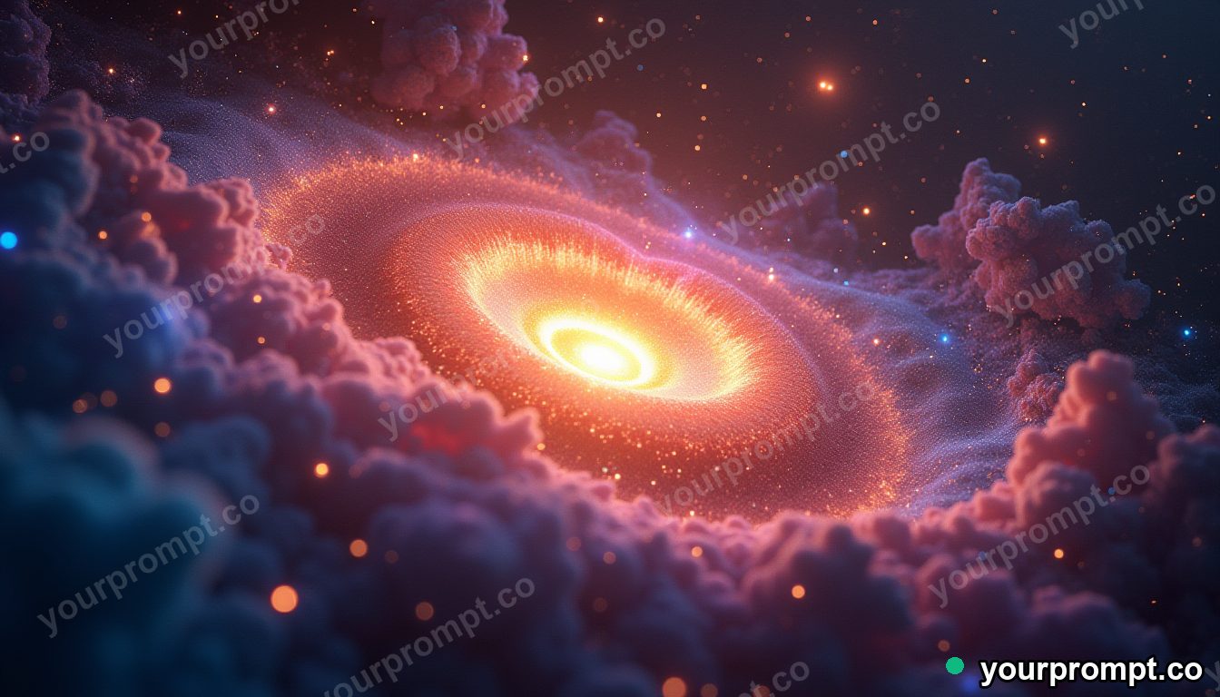 A colorful spiral galaxy in deep space in 3D octane render style — AI-generated image from a text prompt