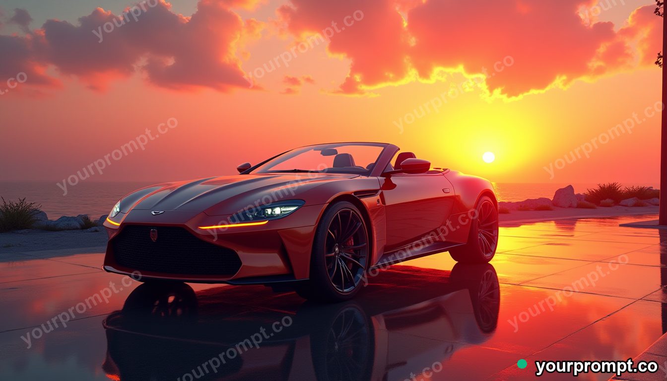 A luxury convertible grand tourer at golden hour