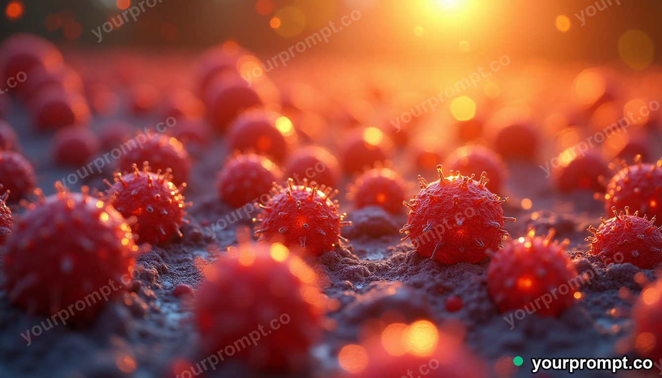 Pollen grains rendered as glowing spheres, macro