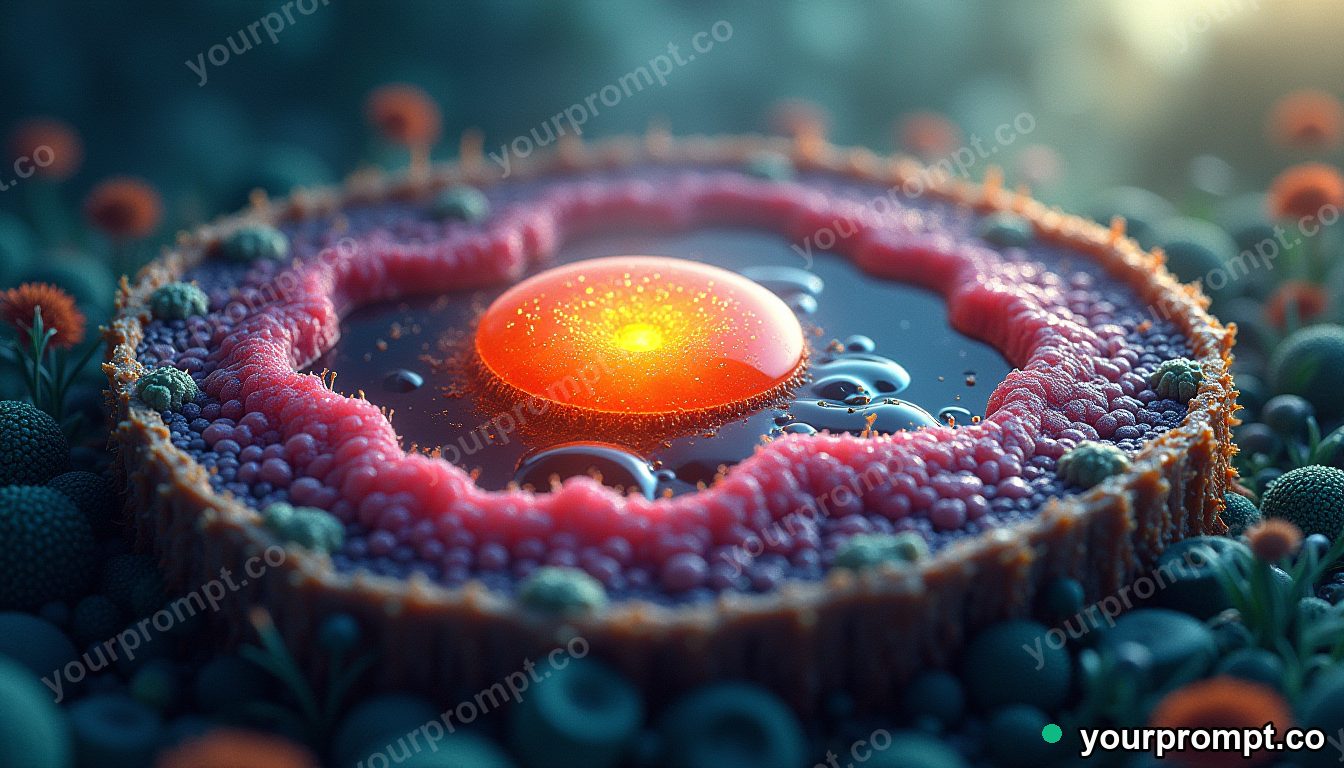 A colorful cross-section of a plant cell, illustrative