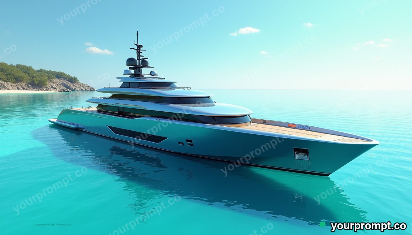 A sleek superyacht anchored in a turquoise bay