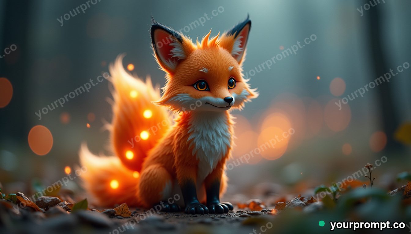 A guardian fox spirit with nine glowing tails