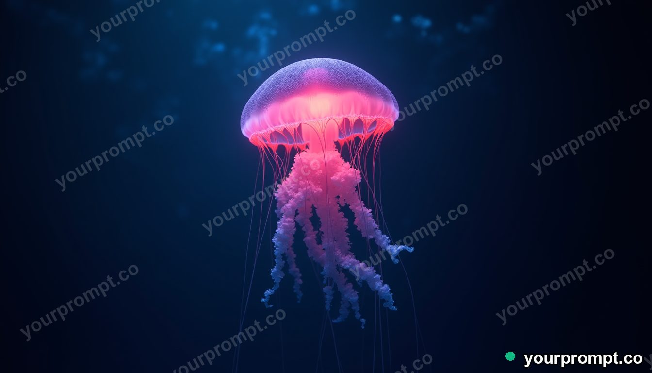 A bioluminescent jellyfish bloom in dark water