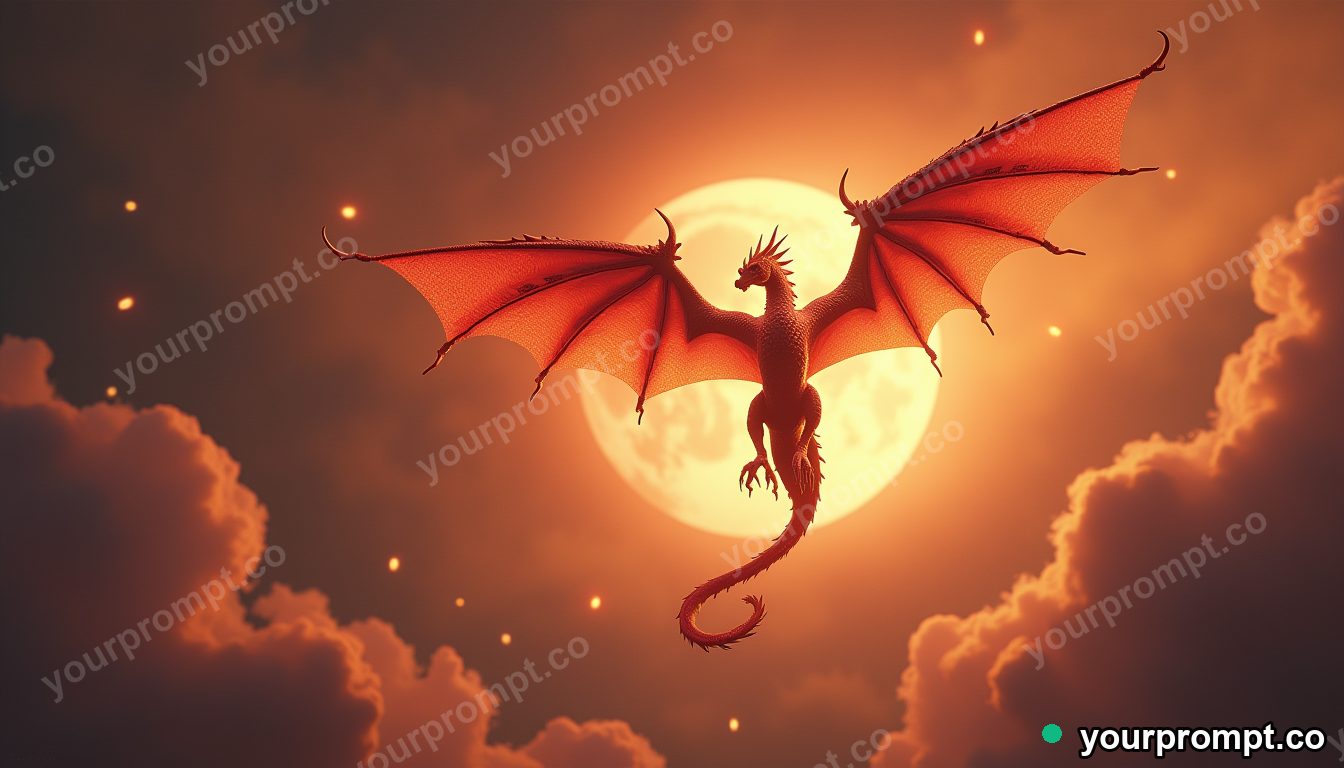 A dragon and a phoenix circling in an ancient sky