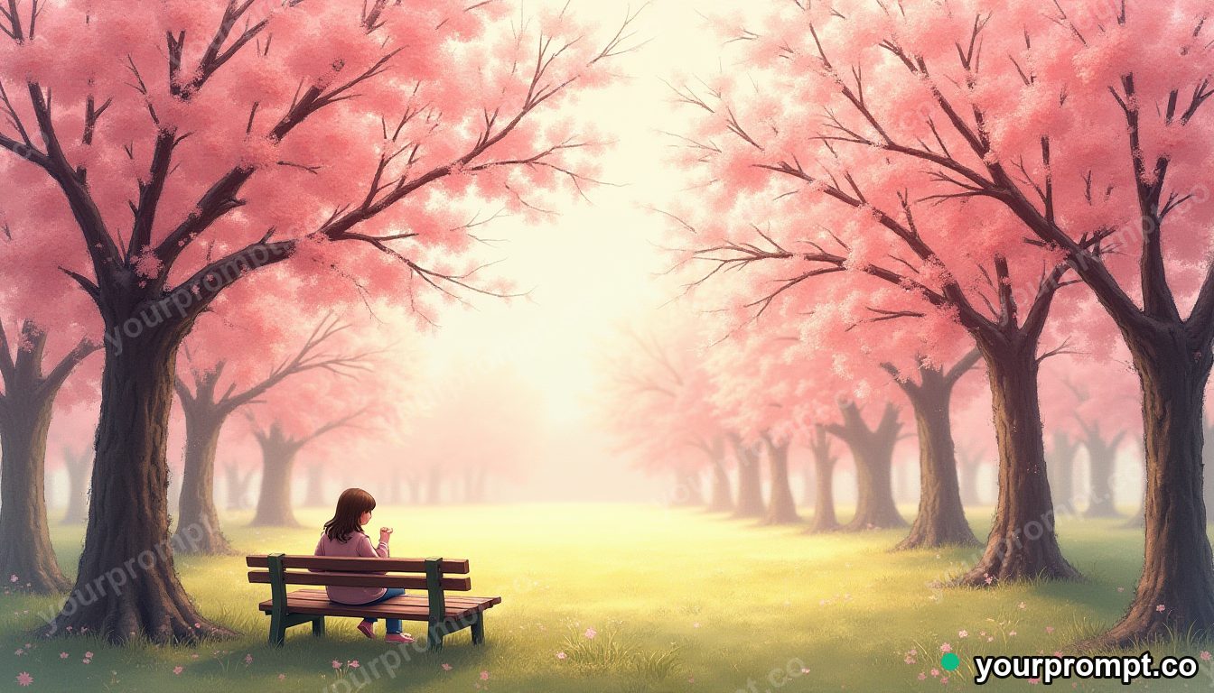 A spring picnic among blooming cherry trees