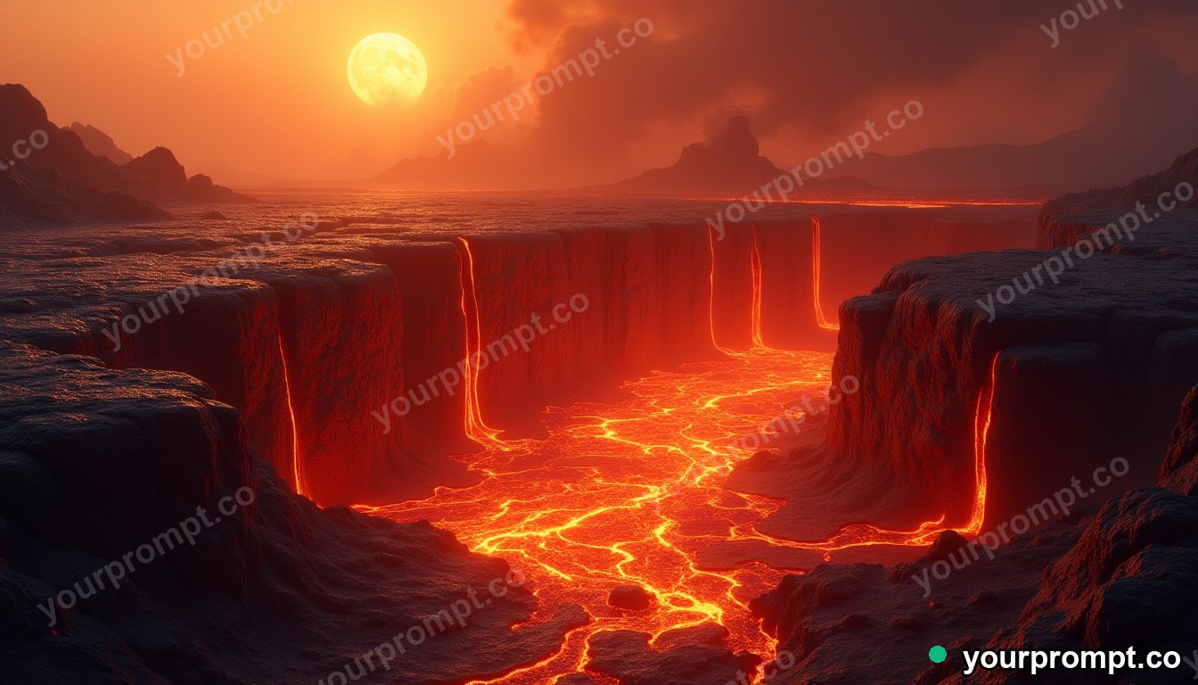 A wall of glowing molten lava cooling to black crust