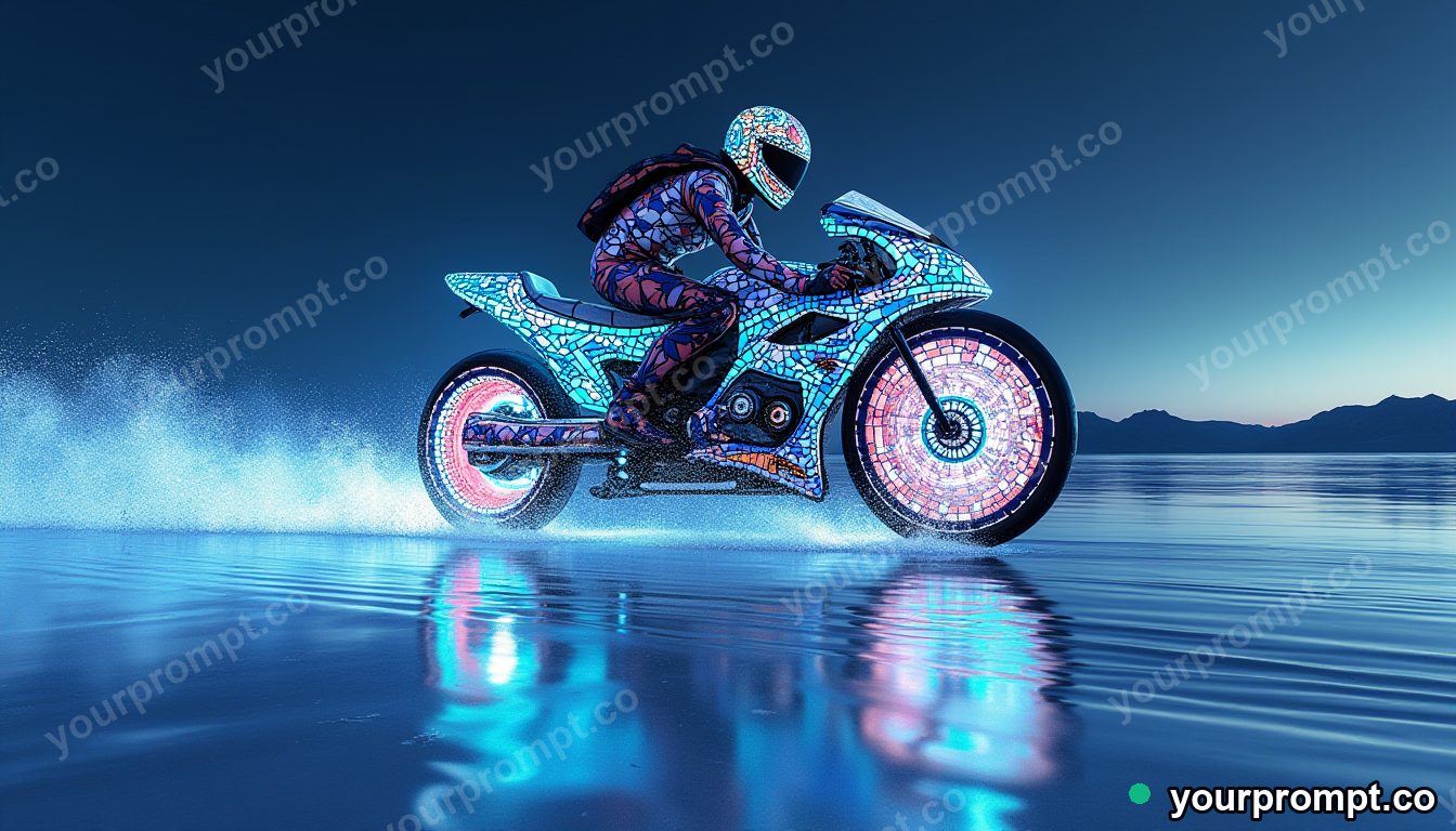 A monowheel racer speeding down a salt flat