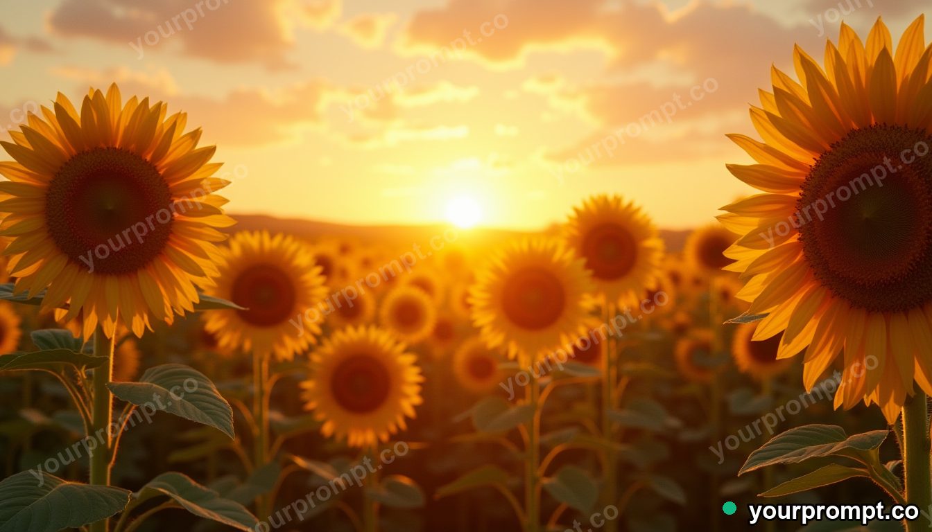 A field of giant sunflowers facing the sun in vintage film photograph style — AI-generated image from a text prompt