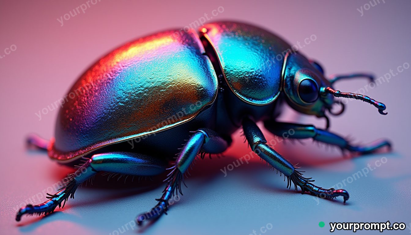 A jewel beetle with metallic iridescent shell in charcoal sketch style — AI-generated image from a text prompt