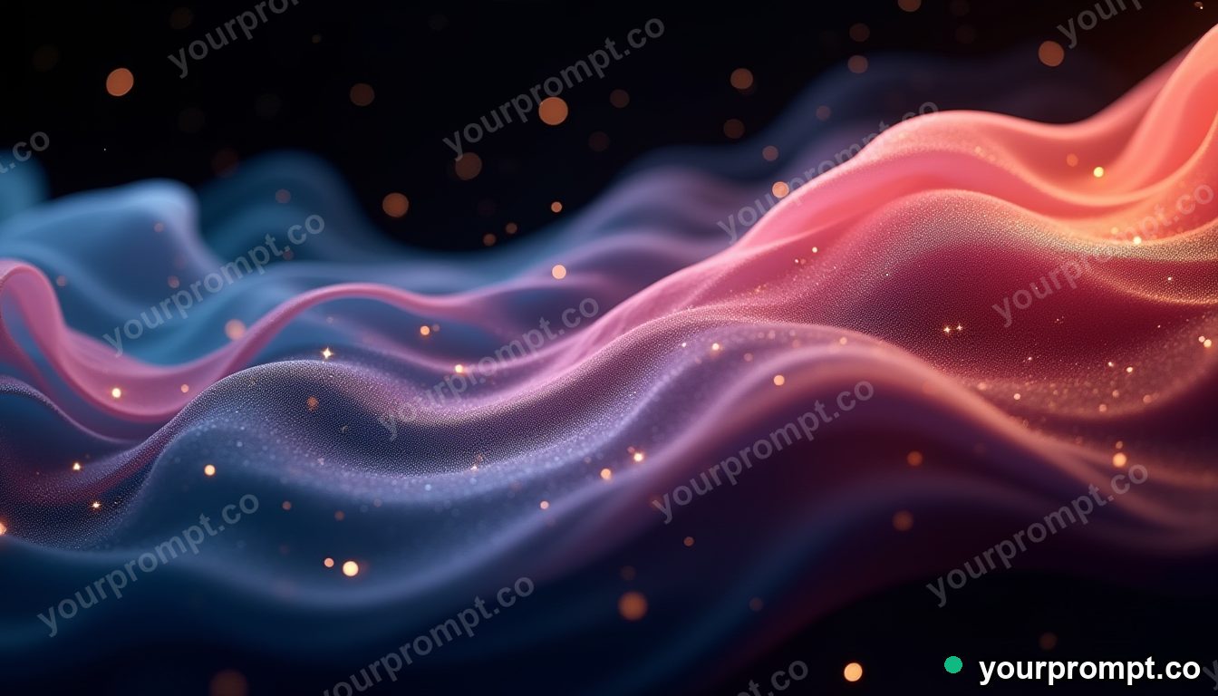 Flowing silk ribbons of color on black in extreme macro photography style — AI-generated image from a text prompt