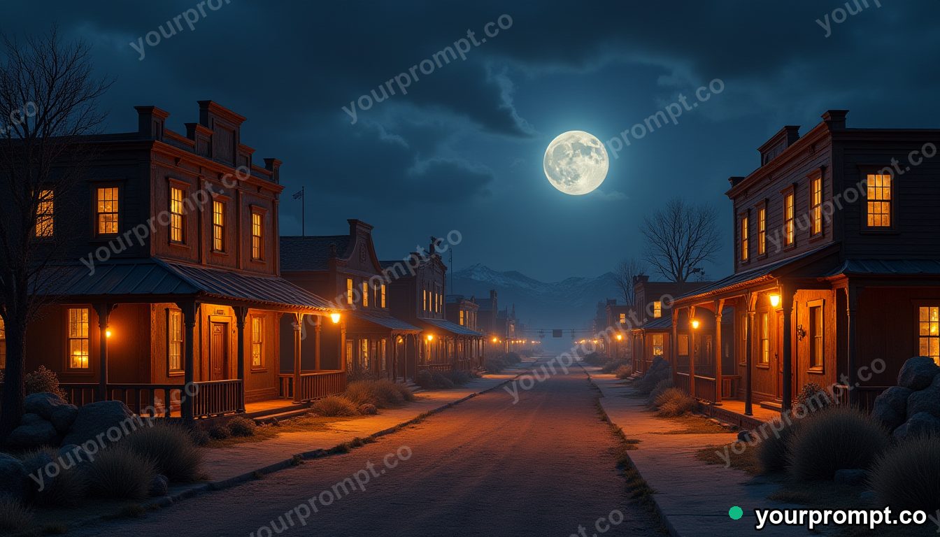 A Wild West frontier town at high noon
