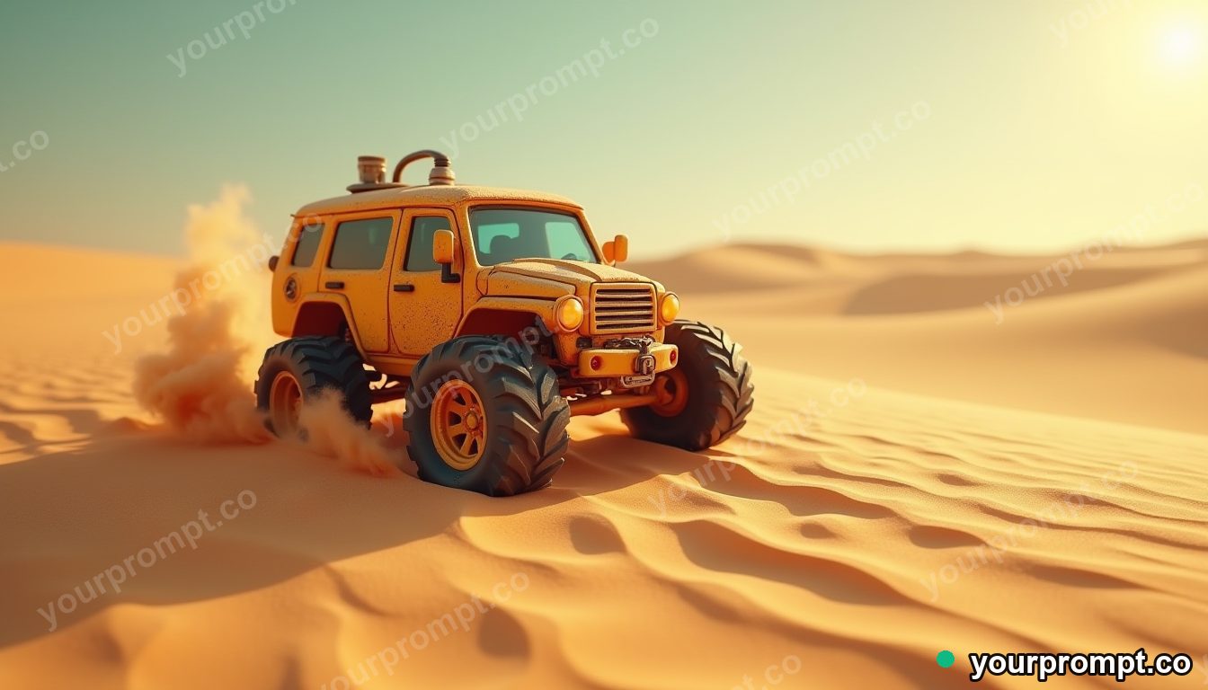 A sand crawler crossing a vast dune sea