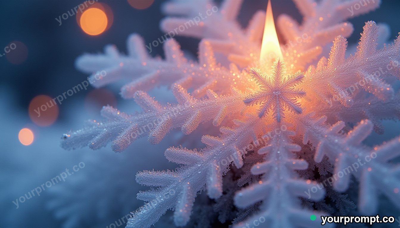 Vivid snowflake crystals in extreme macro