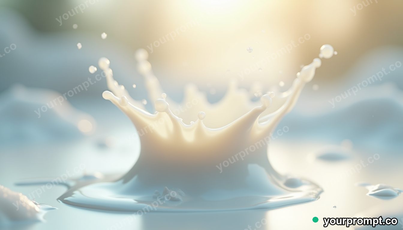 Splashing milk frozen into a delicate crown in 3D octane render style — AI-generated image from a text prompt